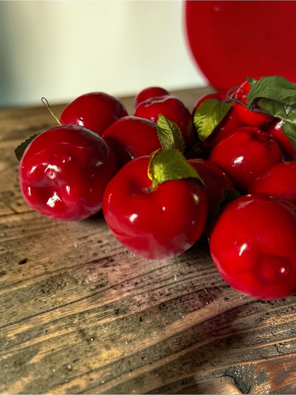 Vintage Mini Red Apple Christmas Ornaments Bundle Faux Fruit Decor - Picture 3 of 8